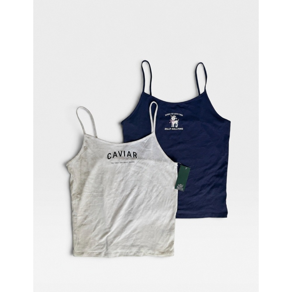 Wild Fable Women's Tank Tops 2 Pack Size Large Caviar Dilly Dallying
